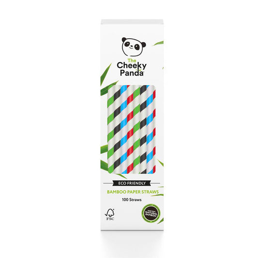100% Biodegradable Bamboo Paper Straws, 100 Straws, Multicoloured