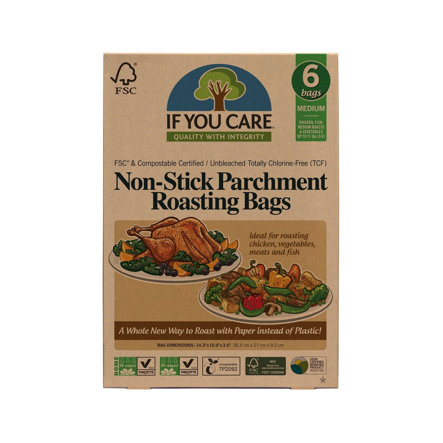 6 x FSC Certified, compostable, unbleached Medium roasting bags