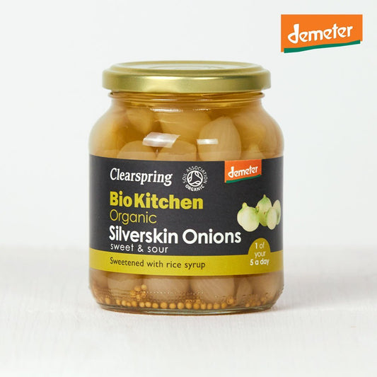 Bio Kitchen Organic / Demeter Silverskin Onions - Sweet & Sour (Pickled) (6 Pack)