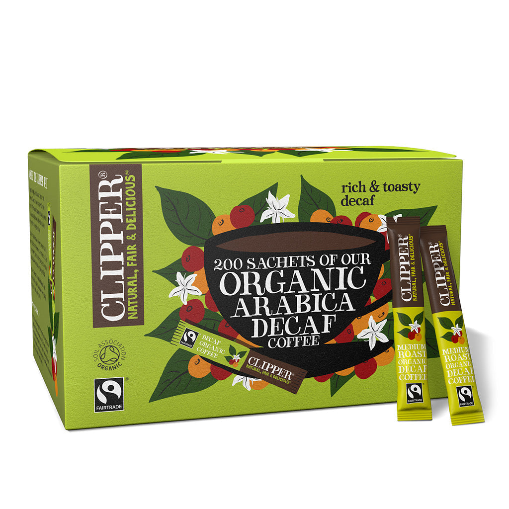 fairtrade organic medium roast decaf arabica coffee 200 sachets