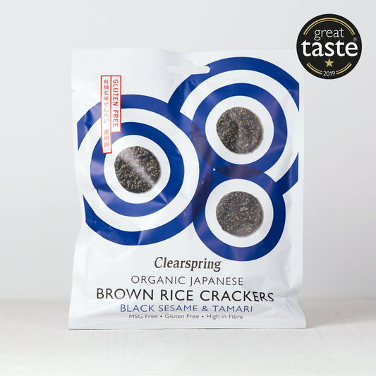 Organic Japanese Brown Rice Crackers - Black Sesame & Tamari