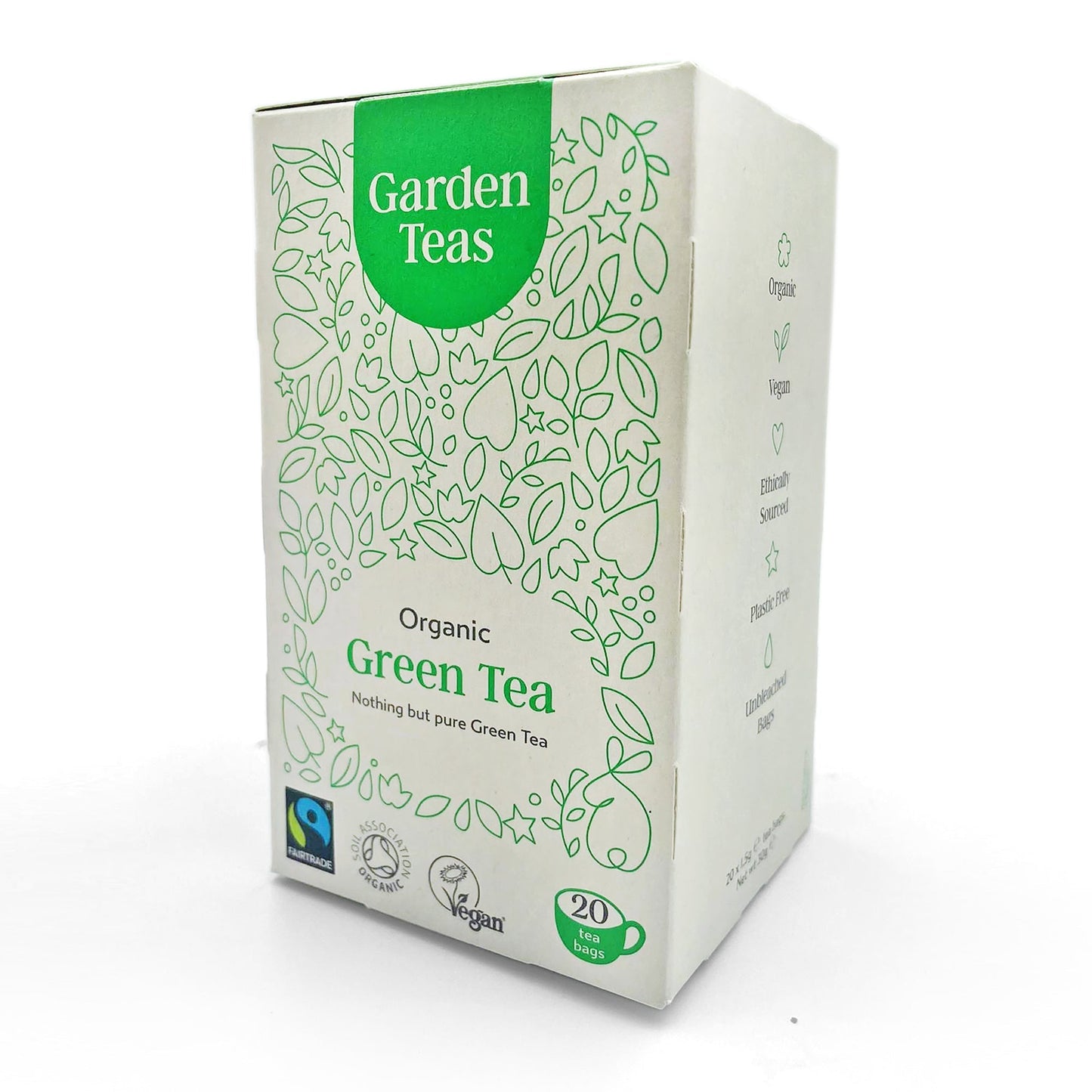 Garden Teas Organic Fairtrade Green Tea 20 Plastic Free Envelopes