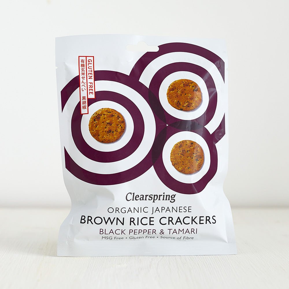 Organic Japanese Brown Rice Crackers - Black Pepper & Tamari