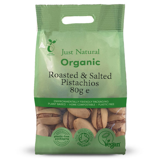 Organic Roasted and Salted Pistachios in Shell 80g