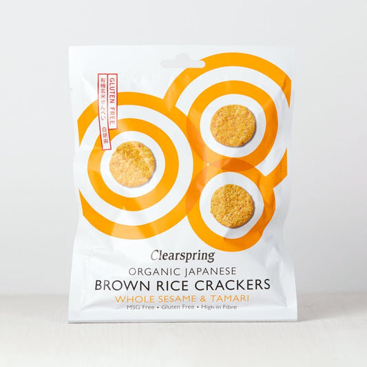 Organic Japanese Brown Rice Crackers - Whole Sesame & Tamari (12 Pack)