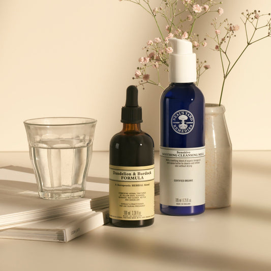 Try our Dandelion & Burdock Formula with the Certified Organic Sensitive Skin Collection to soothe, calm and hydrate sensitive skin.